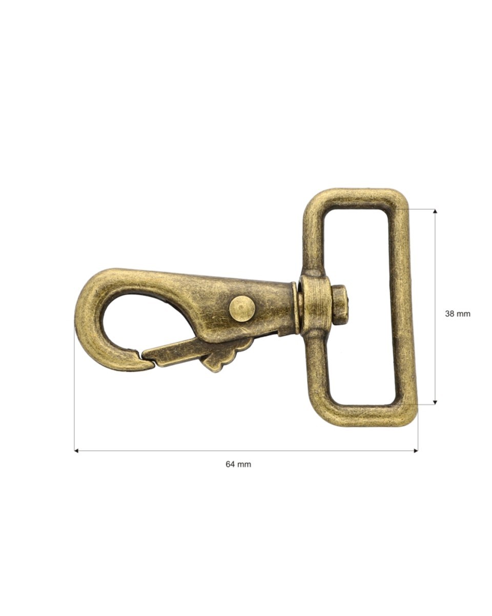 METAL SNAP HOOK RF-178 38 MM HUGO OLD GOLD 1  PCS