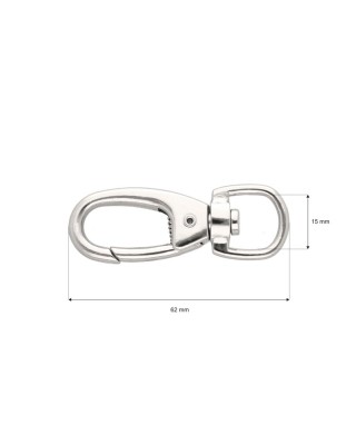 METAL SNAP HOOK 15 MM NICKEL 1 PCS