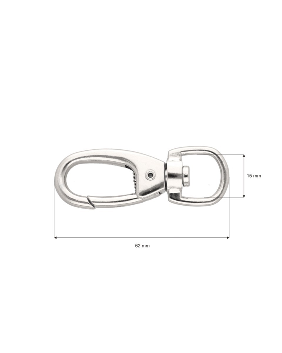 METAL SNAP HOOK 15 MM NICKEL 1 PCS