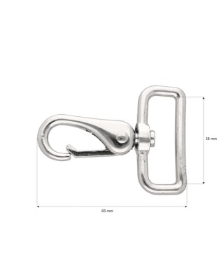 METAL SNAP HOOK 38 MM  DOMINIK NICKEL 1  PCS