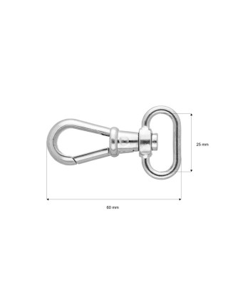 METAL SNAP  HOOK 25 MM  CYPRIAN NICKEL 1  PCS