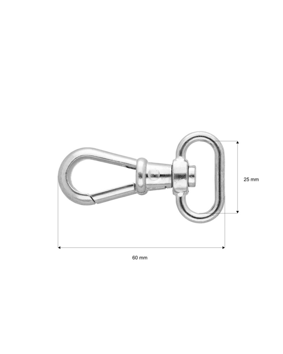 KARABINERHAKEN 25 MM  CYPRIAN NICKEL 1   ST.