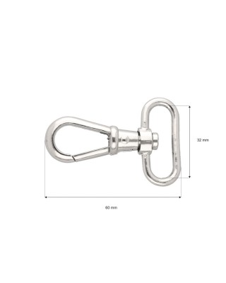 METAL SNAP HOOK 32 MM  CYPRIAN NICKEL 1  PCS