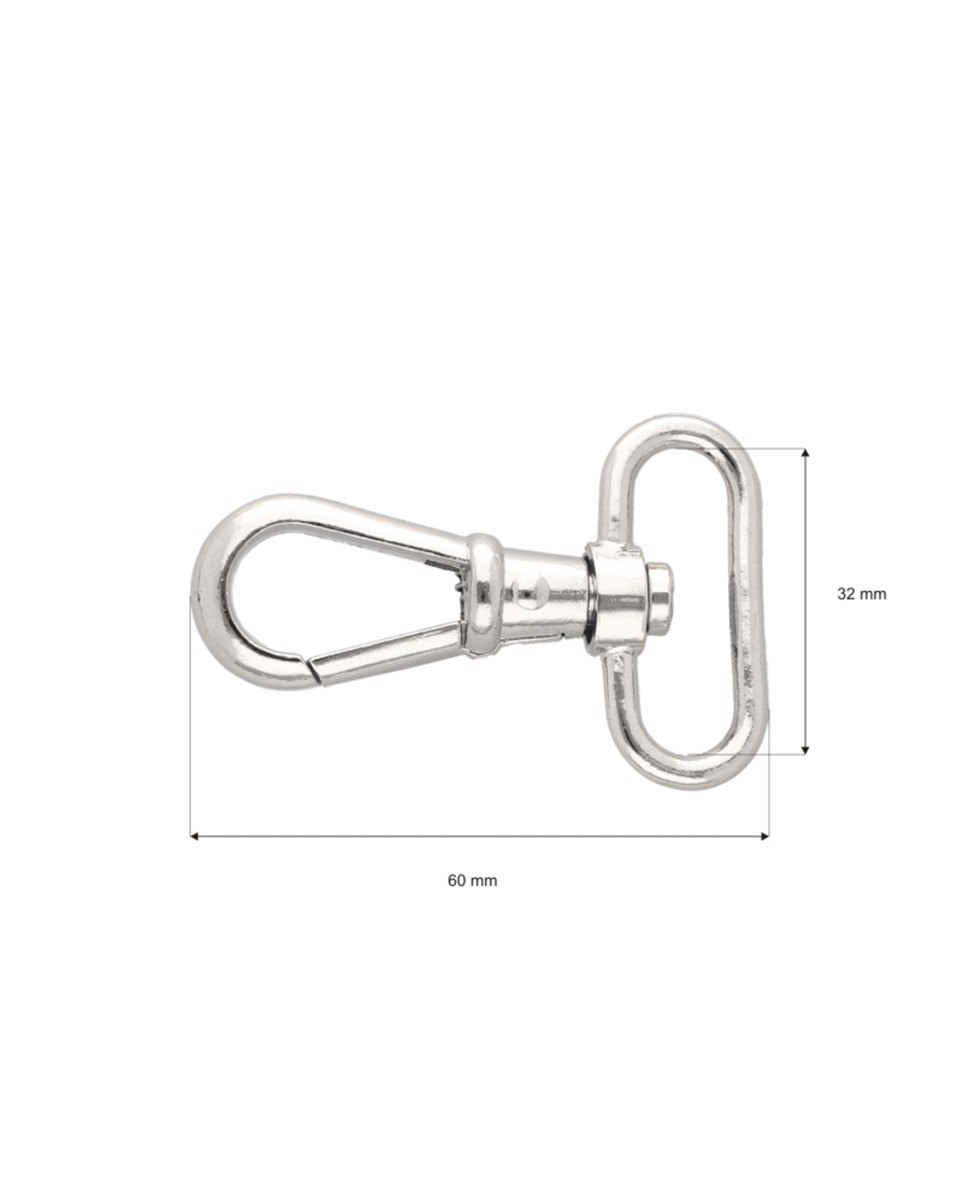 METAL SNAP HOOK 32 MM  CYPRIAN NICKEL 1  PCS
