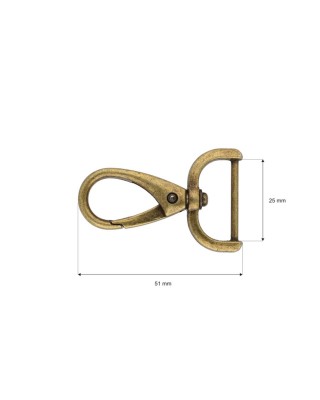KOVOVÁ KARABINA 25 MM MAURYCY   STARÉ ZLATO   1  KS