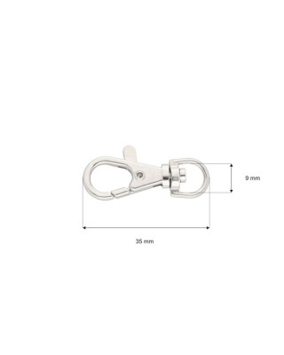 METAL SNAP HOOK&nbsp9 MM NICKEL 100 PCS