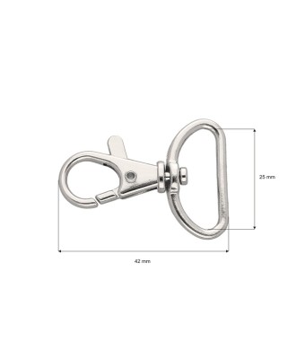 Karabińczyk metalowy 25 mm rybka 6,0g nikiel