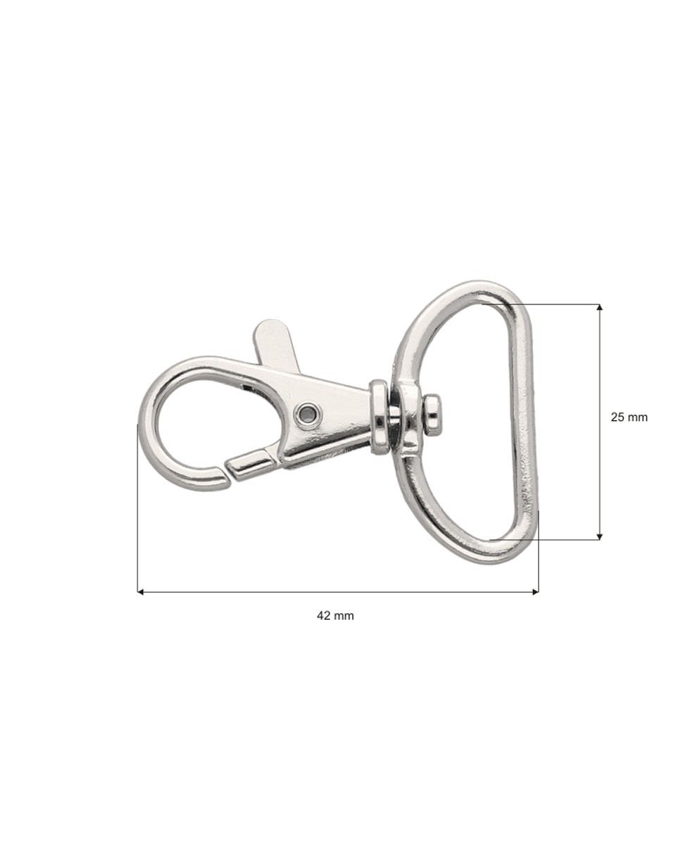 METAL SNAP HOOK 25 MM NICKEL 100 PCS