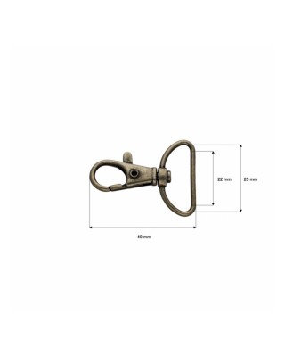 METAL  SNAP HOOK&nbsp25 MM OLD GOLD 100 PCS