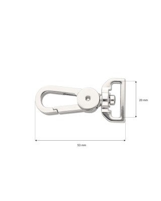 EXTRA SHINING METAL SNAP HOOK 20 MM AUGUST   GLOSSY  NICKEL 1 PCS
