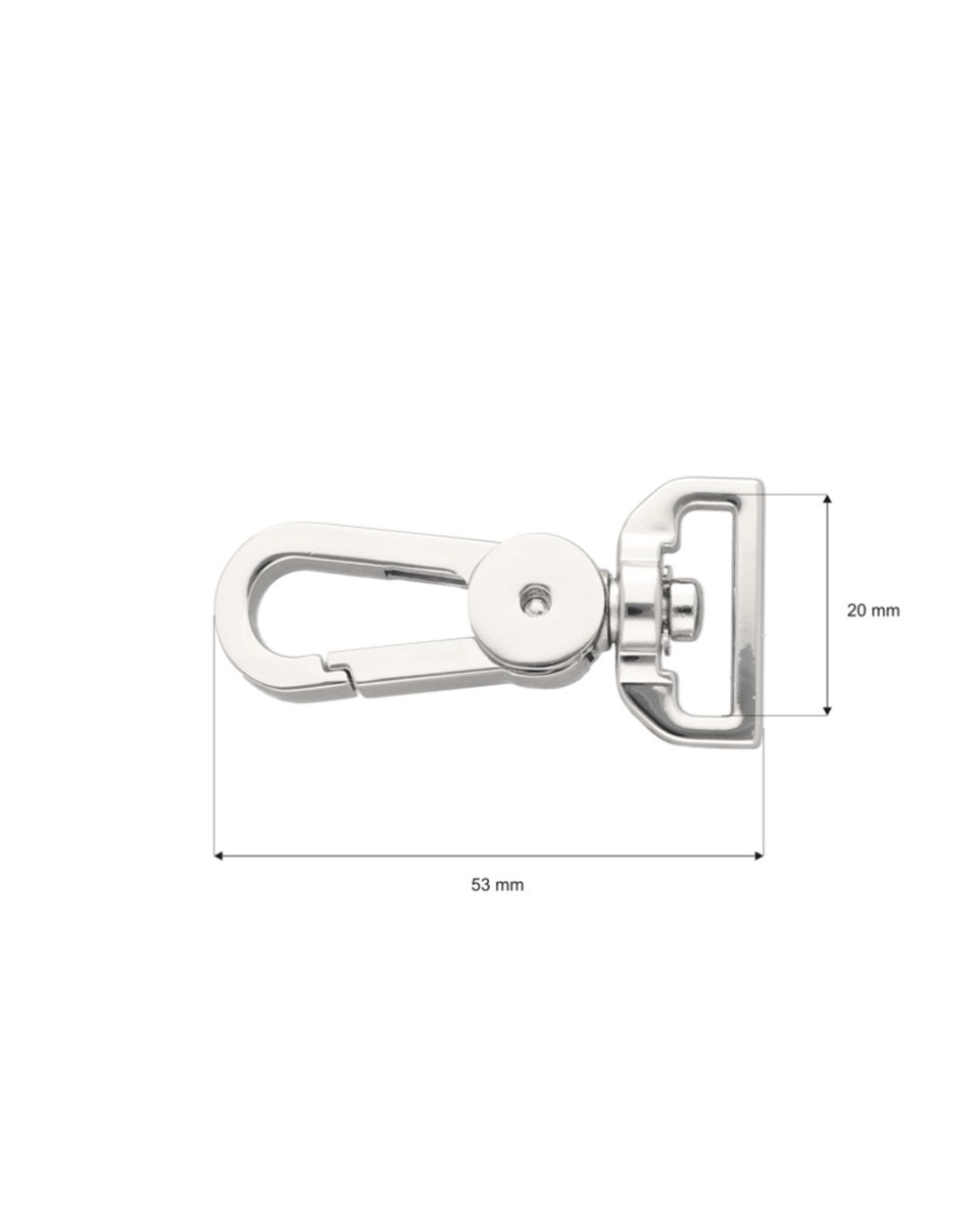 EXTRA SHINING METAL SNAP HOOK 20 MM AUGUST   GLOSSY  NICKEL 1 PCS