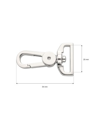 EXTRA SHINING METAL SNAP HOOK 25 MM AUGUST  GLOSSY  NICKEL 1 PCS