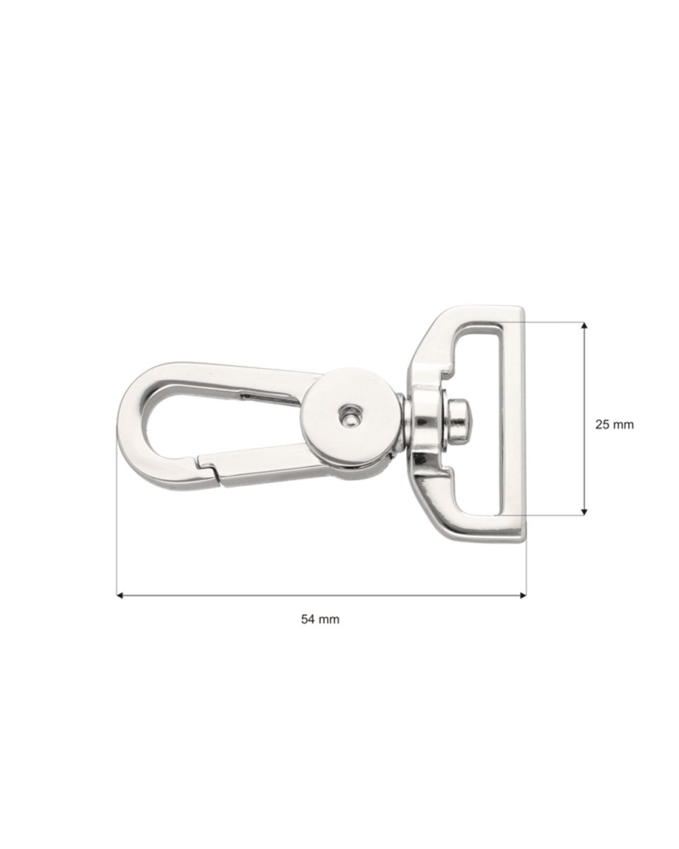 EXTRA SHINING METAL SNAP HOOK 25 MM AUGUST  GLOSSY  NICKEL 1 PCS