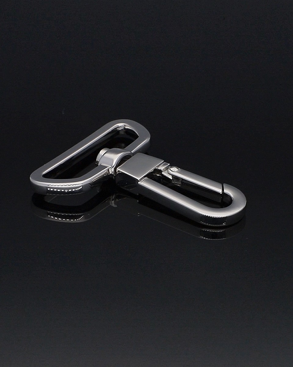 EXTRA SHINING METAL SNAP HOOK 38 MM KAZIMIERZ  GLOSSY NICKEL 1 PCS