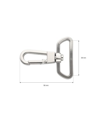 EXTRA SHINING METAL SNAP HOOK 38 MM KAZIMIERZ  GLOSSY NICKEL 1 PCS