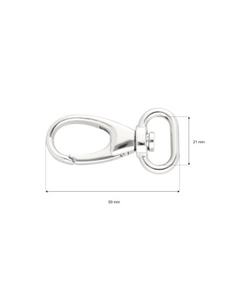 Karabińczyk metalowy 20 mm yme3102b(0274) nikiel połysk