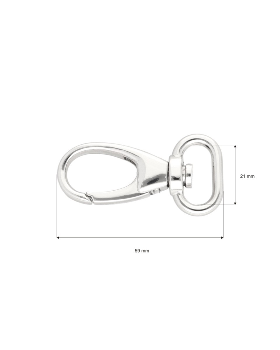 EXTRA SHINING METAL SNAP HOOK 21 MM JEREMI   GLOSSY  NICKEL 1 PCS