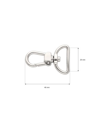 EXTRA SHINING METAL SNAP HOOK 25 MM LUDWIK GLOSSY  NICKEL 1 PCS