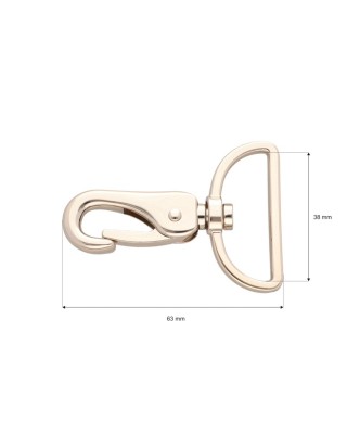 EXTRA SHINING METAL SNAP HOOK YME3112(0276) 38   MM  ALEKSANDER LIGHT GOLD 1 PCS