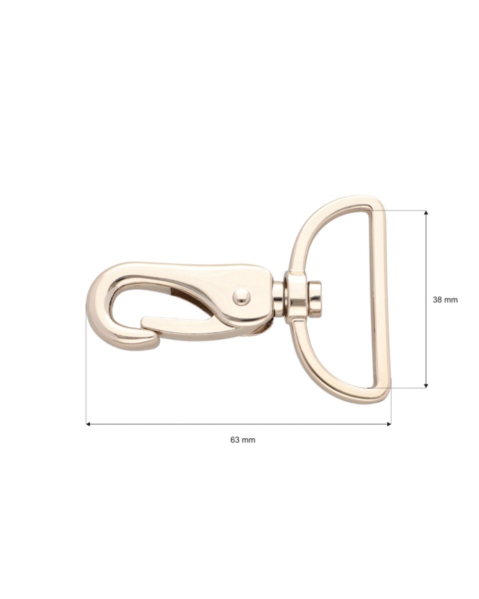 EXTRA SHINING METAL SNAP HOOK YME3112(0276) 38   MM  ALEKSANDER LIGHT GOLD 1 PCS