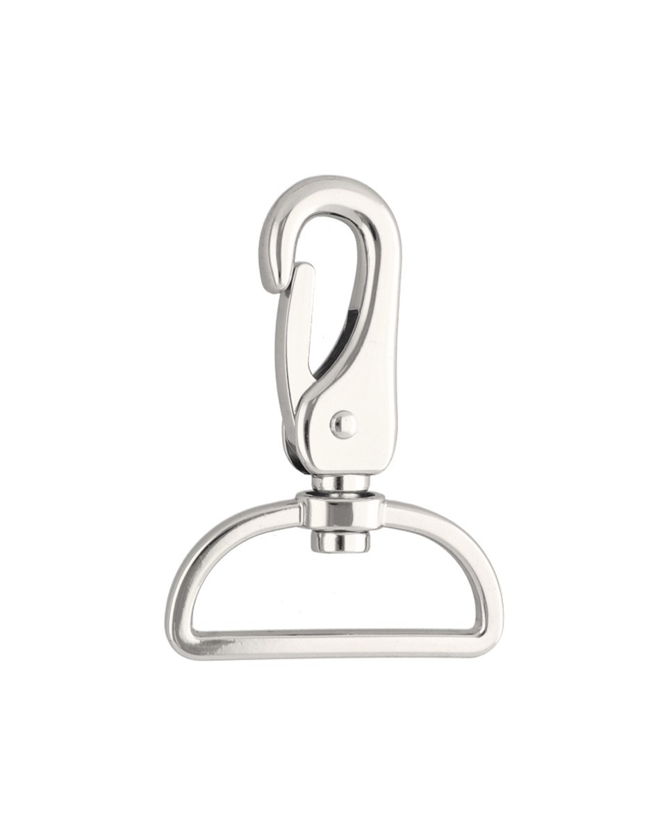 EXTRA SHINING METAL SNAP HOOK 38 MM ALEKSANDER  GLOSSY NICKEL 1 PCS