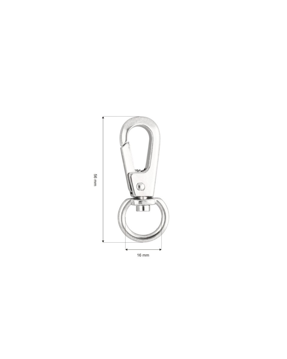 EXTRA   SHINING METAL SNAP  HOOK 16 MM HENRYK GLOSSY NICKEL 1 PCS