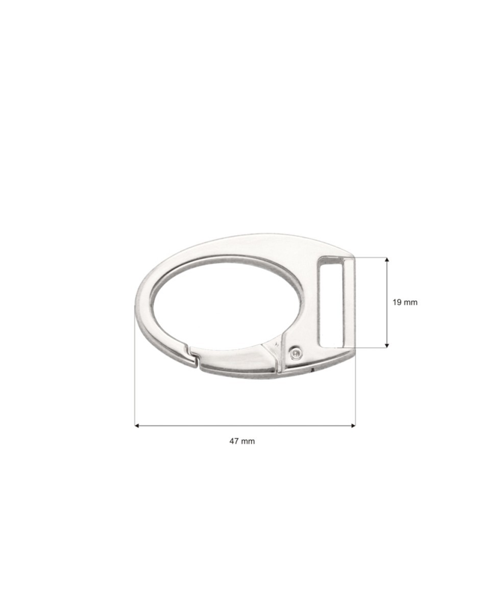 EXTRA  SHINING METAL SNAP HOOK 19 MM OLBRACHT GLOSSY NICKEL 1 PCS