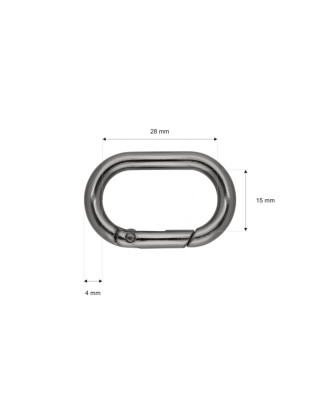METAL   RING (OVAL) 28,5/15/4,7 MM CARABINER BLACK NICKEL   WIRE