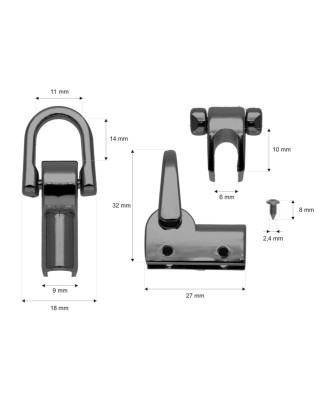 Uchwyt metalowy 11 mm czarny nikiel połysk