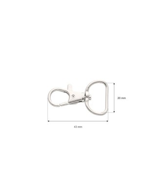 Karabińczyk metalowy 20/43l mm rybka 5,3g nikiel