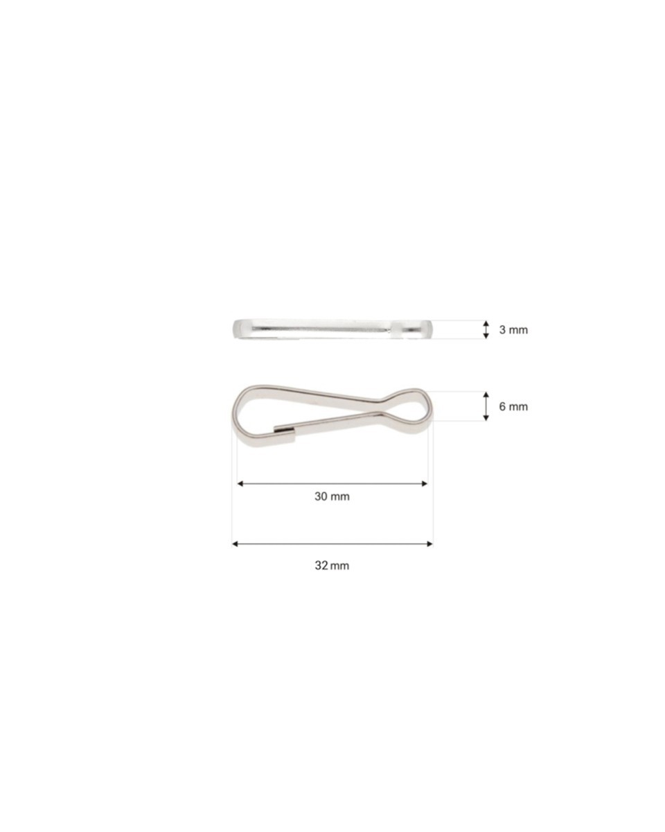 METAL   SNAP  HOOK&nbsp6x30 MM RON  NICKEL