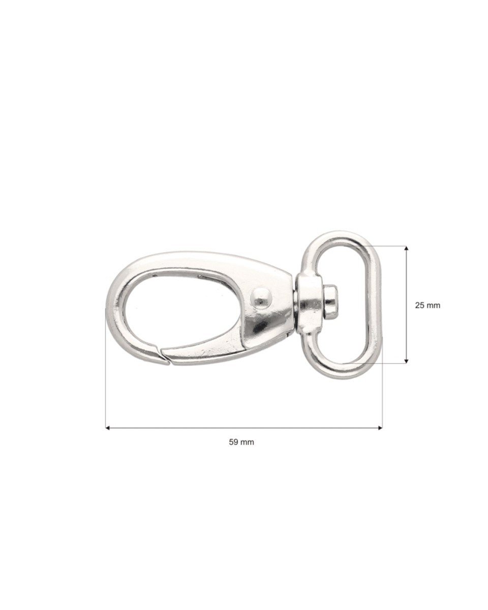 METAL SNAP HOOK 25 MM DIEGO GLOSSY NICKEL 1   PCS