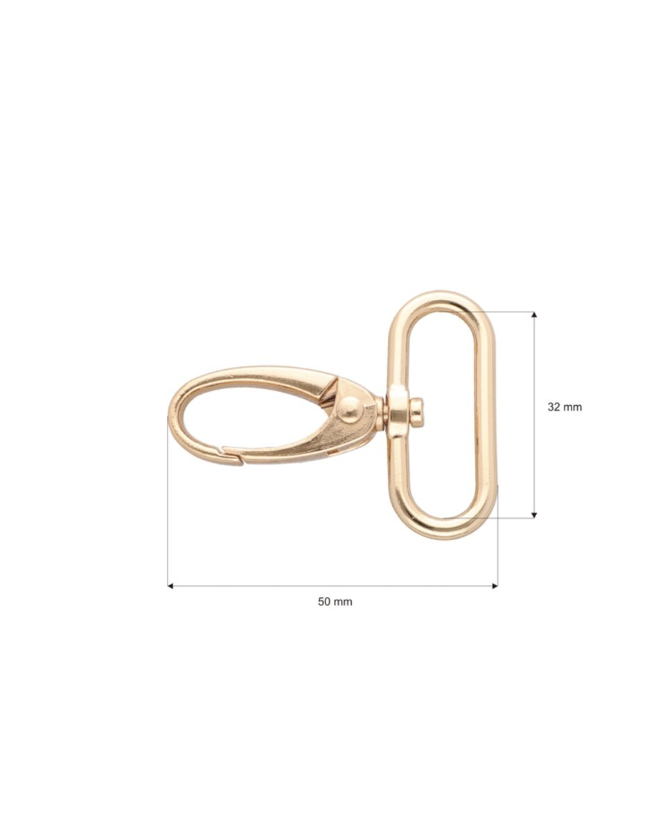 METAL SNAP HOOK 0037 32 MM LIGHT         GOLD  1 PCS