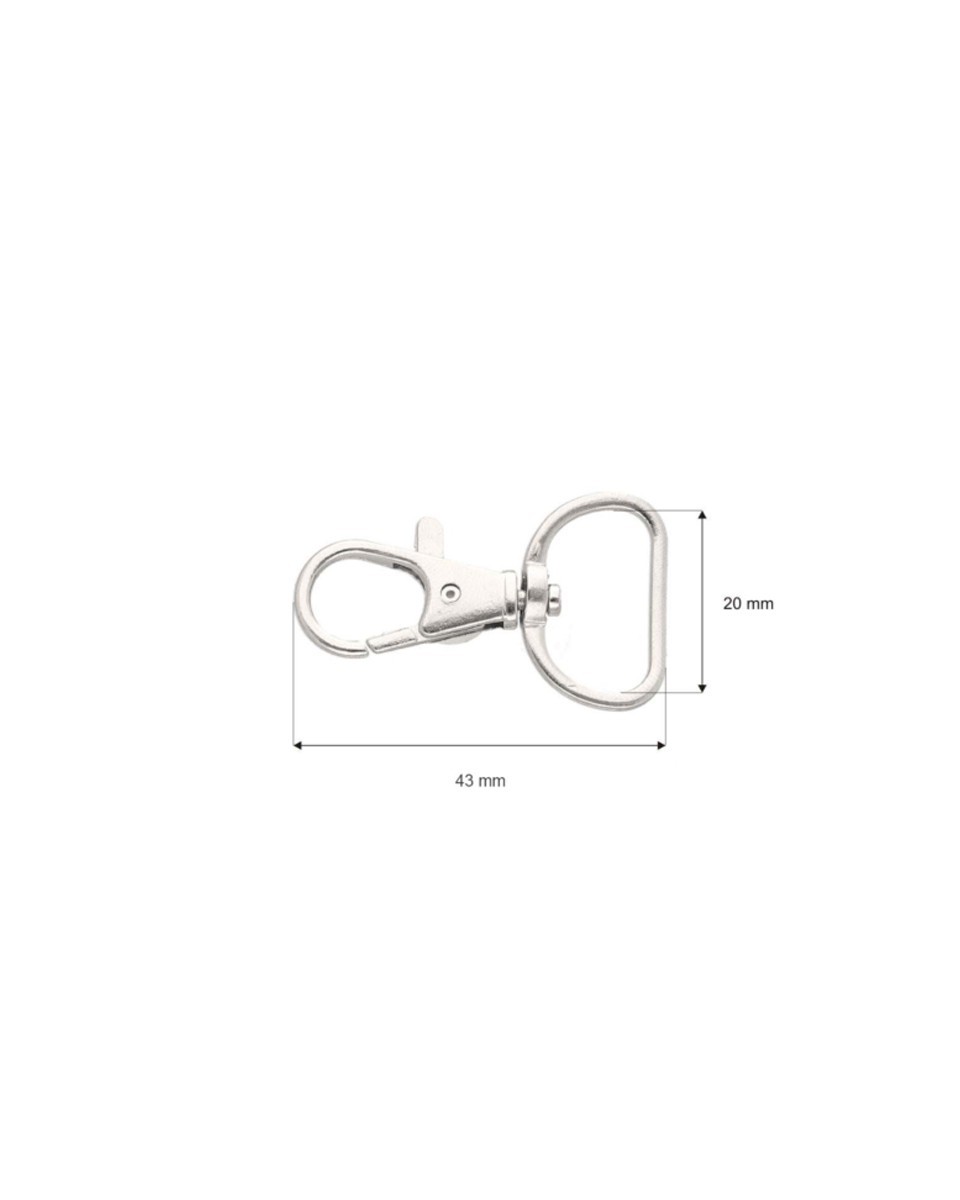 Karabińczyk metalowy 20/43l mm rybka 5,3g nikiel