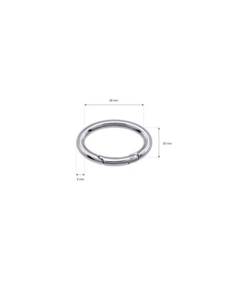 METAL RING (OVAL) 38/20/5 MM CARABINER NICKEL    WIRE 1 PCS