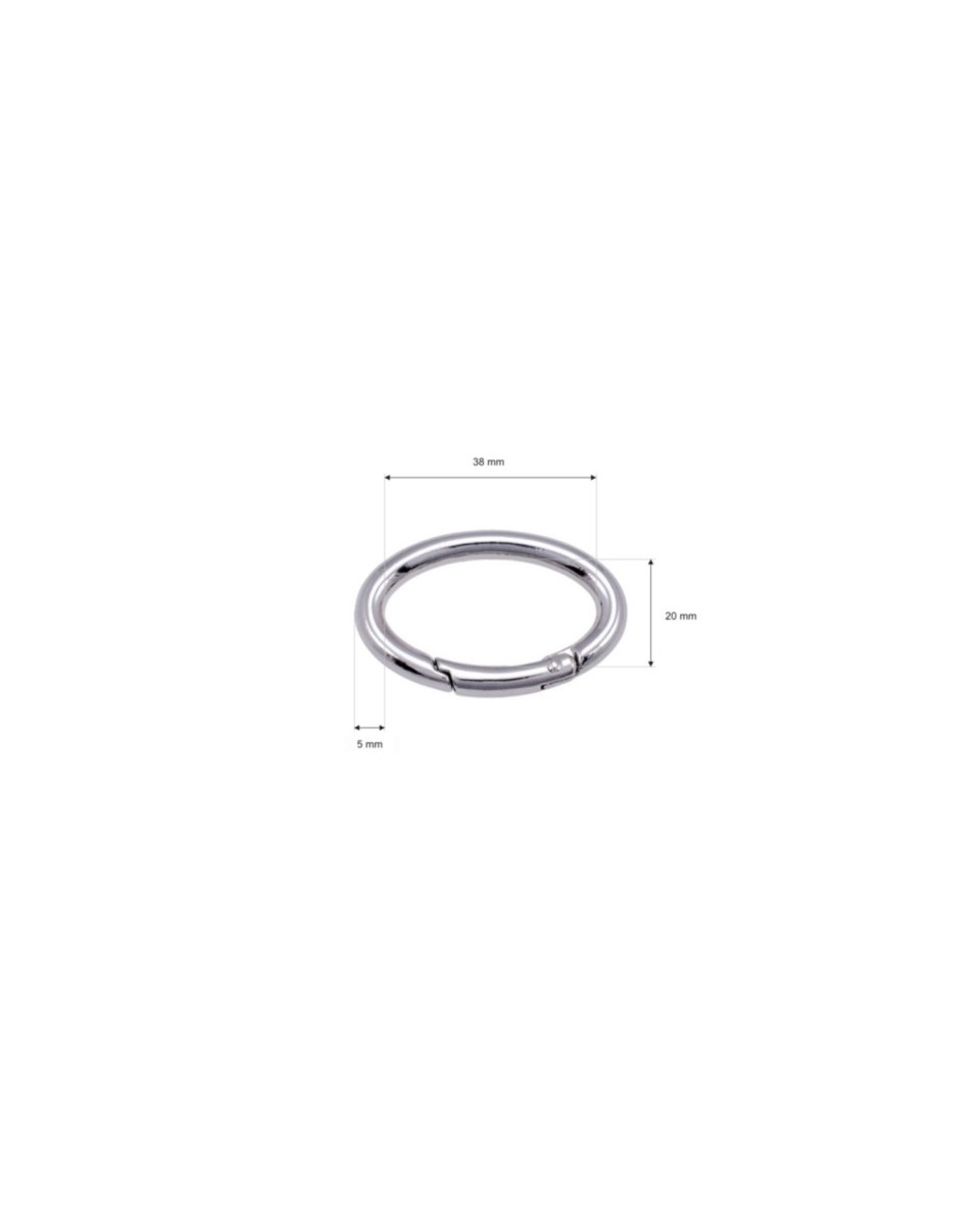 METAL RING (OVAL) 38/20/5 MM CARABINER NICKEL    WIRE 1 PCS