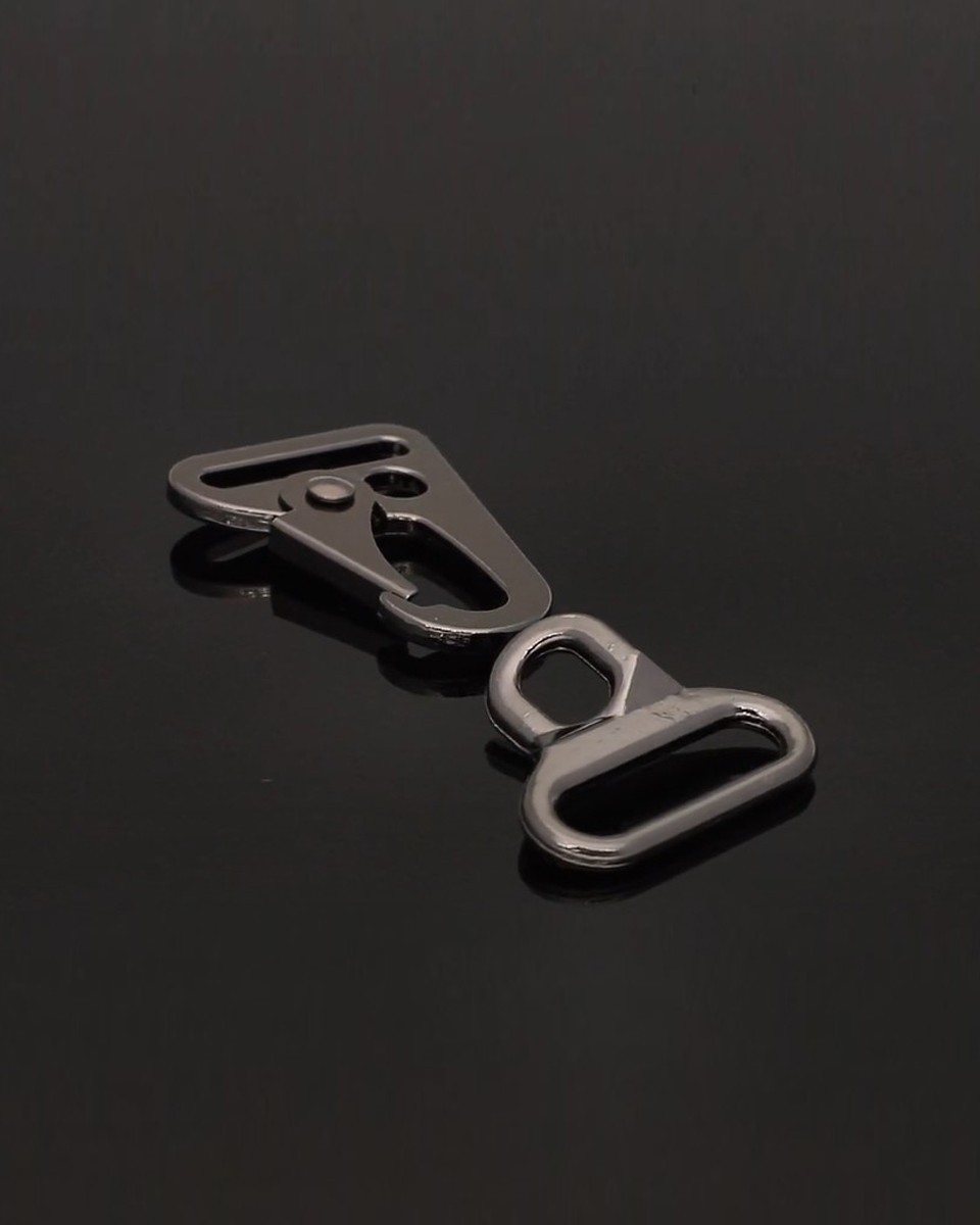 METAL SNAP HOOK 24 MM  KOSMA BLACK GLOSSY 1 PCS