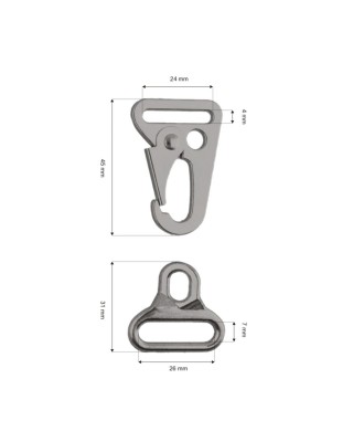 Karabińczyk metalowy 24 mm 0325-0198 czarny połysk