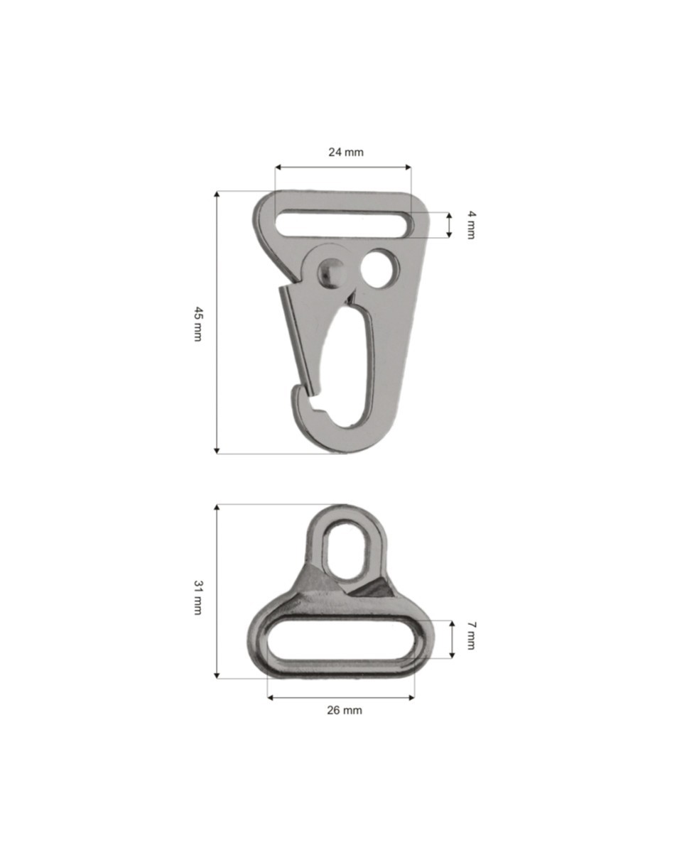 Karabińczyk metalowy 24 mm 0325-0198 czarny połysk