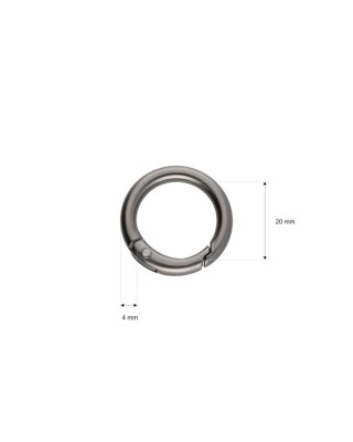 METAL   RING 20/4 MM CARABINER BLACK NICKEL