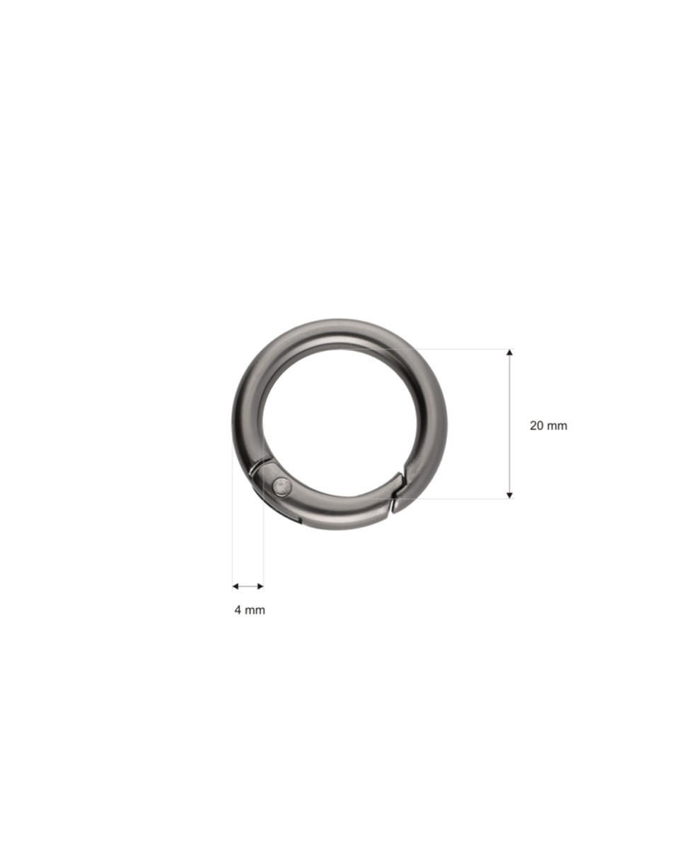 METAL   RING 20/4 MM CARABINER BLACK NICKEL