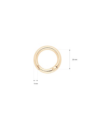 METAL   RING 20/4 MM CARABINER MATT LIGHT  GOLD  WIRE