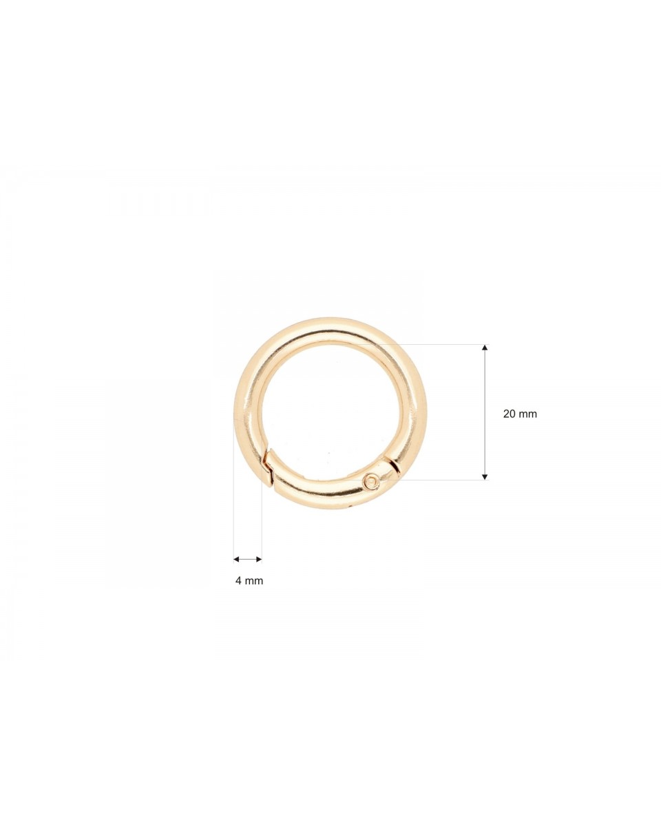 METAL   RING 20/4 MM CARABINER MATT LIGHT  GOLD  WIRE