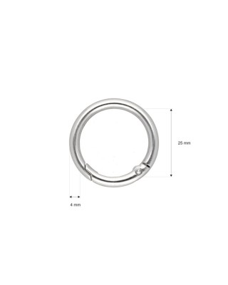 METAL    RING 25/4 MM CARABINER  NICKEL WIRE