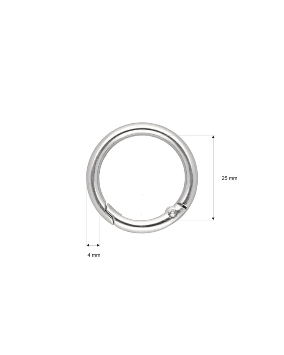 METAL    RING 25/4 MM CARABINER  NICKEL WIRE