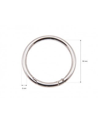 METAL RING   50/6 MM   CARABINER NICKEL WIRE 1 PCS