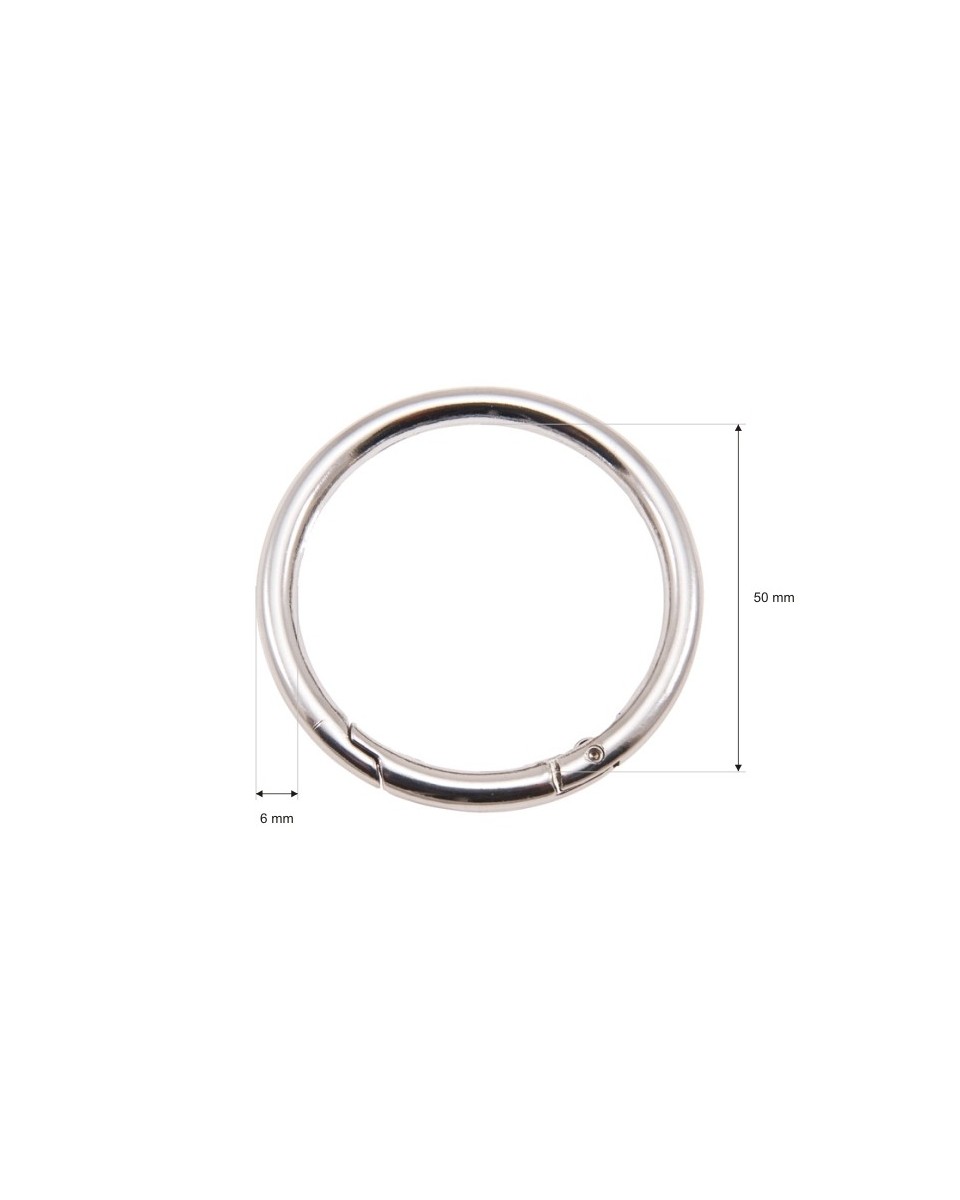 METAL RING   50/6 MM   CARABINER NICKEL WIRE 1 PCS
