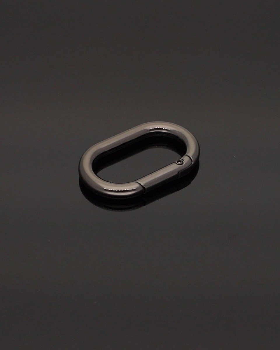METAL   RING (OVAL) 28,5/15/4,7 MM CARABINER BLACK NICKEL   WIRE