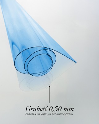Folia PCV techniczna przezroczysta niebieska 0,50 mm