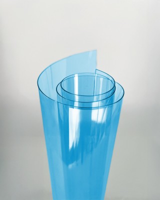 Folia PCV techniczna przezroczysta niebieska 0,50 mm